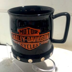 - Harley Davidson official mug black/orange 16 ounces.